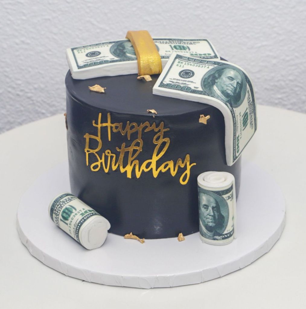 tarta de fondant con fajos de dolares