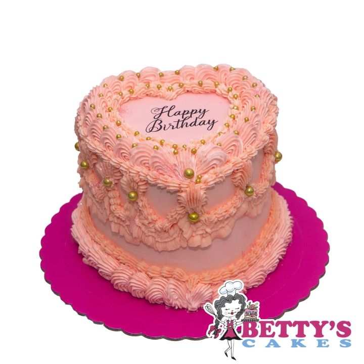 tarta corazón vintage decorada con buttercream